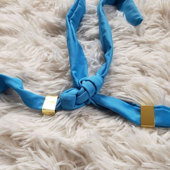 Blue Bikini Swim Top Underwire Swimwear Size Large Padded Tie Neck - Picture 5 of 6